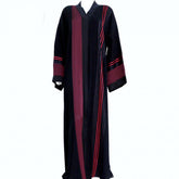 Classic Black ABAYA with Subtle Red Silk Patches
