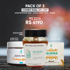 Value Pack(Ajwa Paste, Acacia Honey, and Talbina – 25% Off)