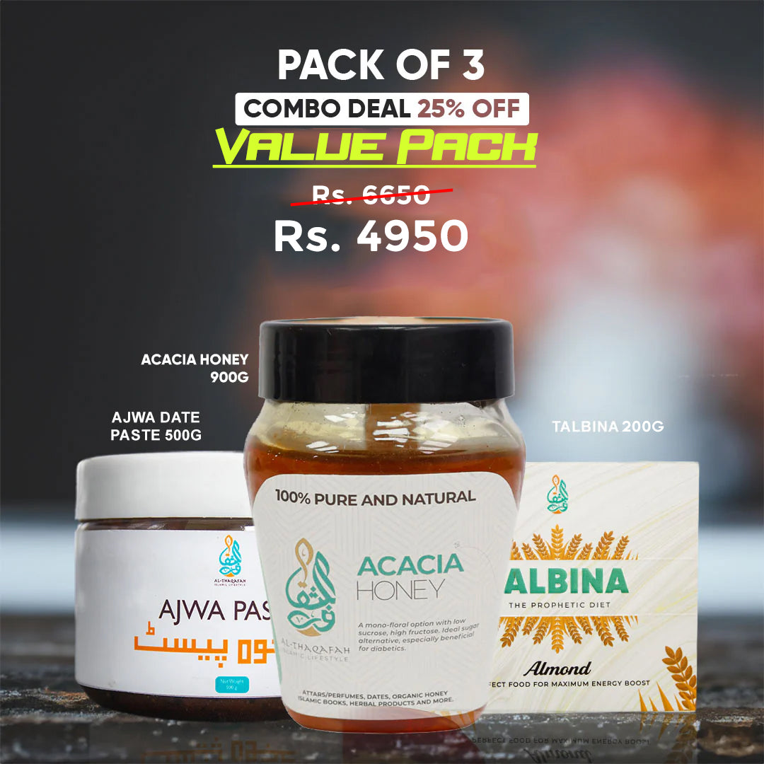 Value Pack(Ajwa Paste, Acacia Honey, and Talbina – 25% Off)